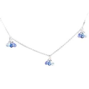 Lord & Taylor Sterling Silver Cubic Zirconia Crystal Stone Necklace 16-18" NWT